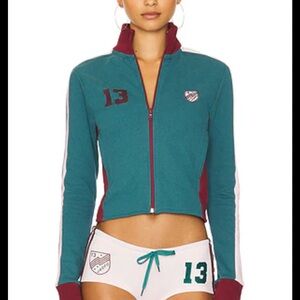 Jaded London Teal and Burgundy Varsity Jacket